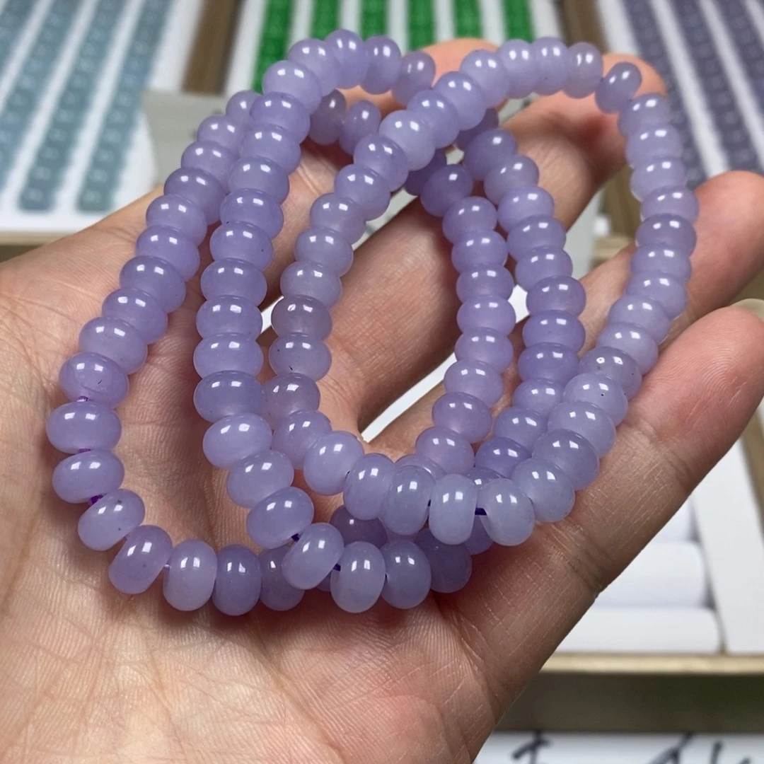 翡翠未镶嵌手链紫罗兰算盘珠8mm多样性发一串