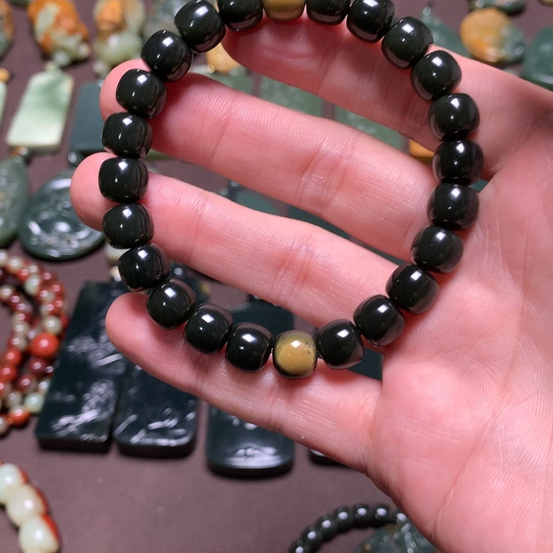 海***洋岫岩河磨玉（透闪石质玉）未镶嵌手链