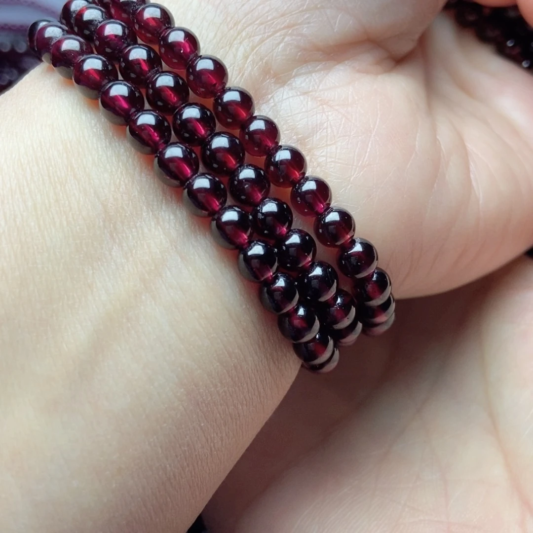 未镶嵌手链石榴石5.3酒红色