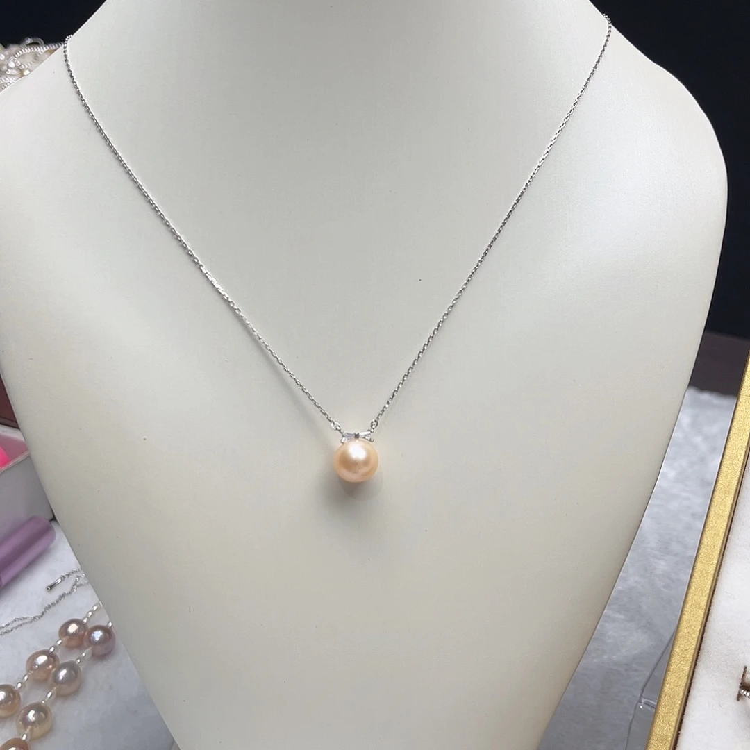 银S925镶嵌淡水珍珠套链