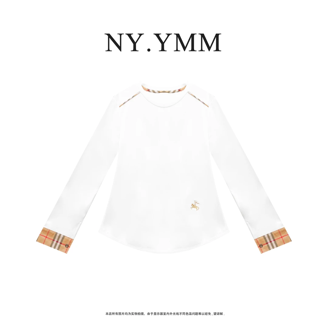 2025秋冬新款刺绣修身高弹圆领简约长袖女士针织T恤上衣-GT305