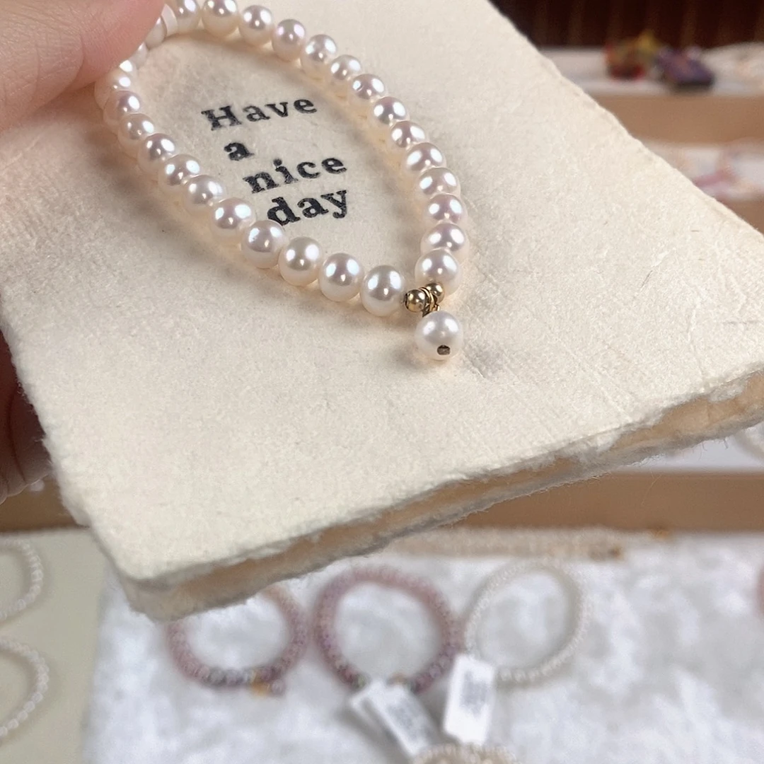 手绳银S925镶嵌淡水珍珠