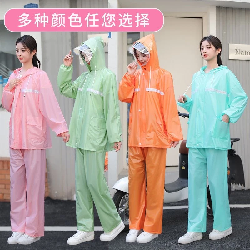 新款加厚男女雨衣雨裤防暴雨电车摩托车骑行外卖反光分体骑行雨衣