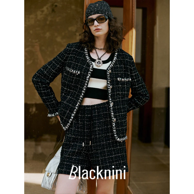 blacknini "GiGi套"意大利进口Tessigodi格纹花呢BE20DF027