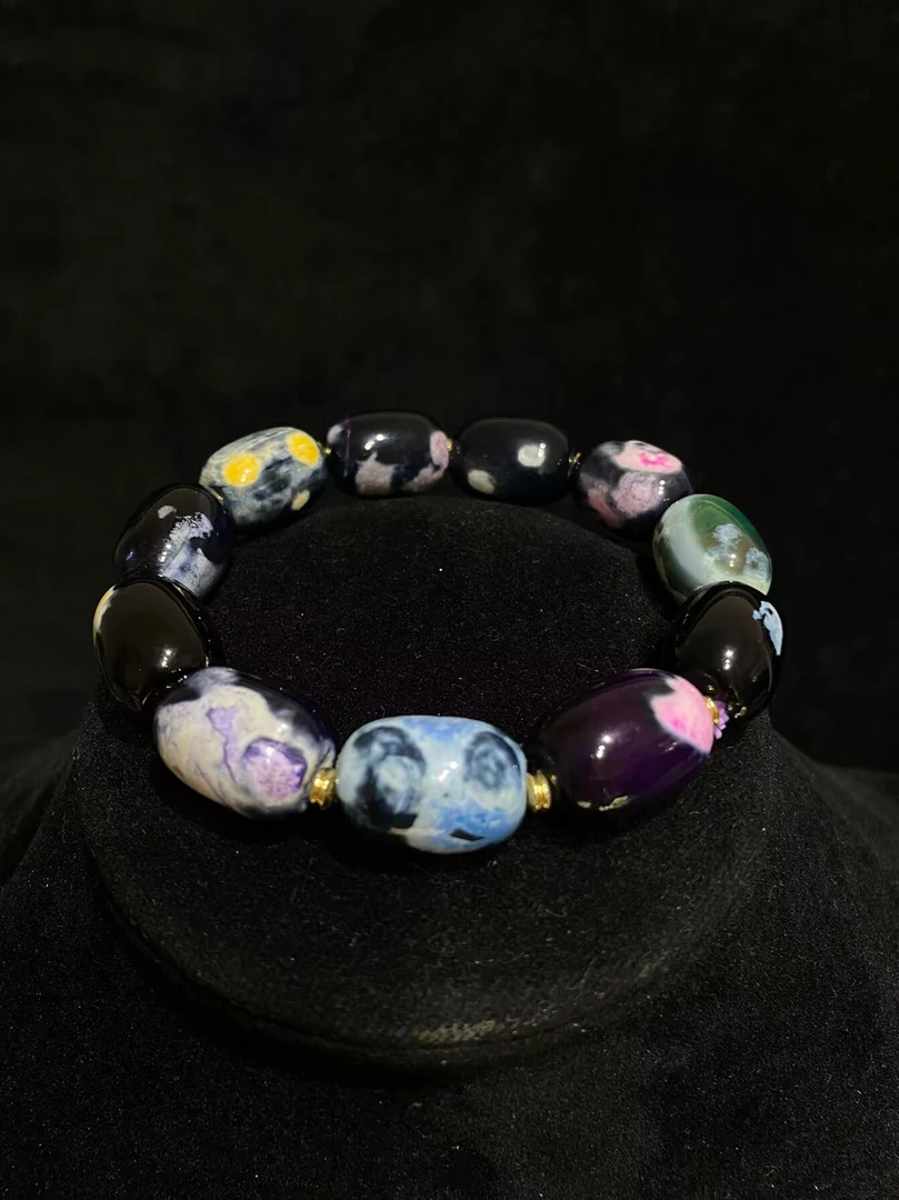 非金属珐琅手链 K5967  百搭精美黑色椭圆手链