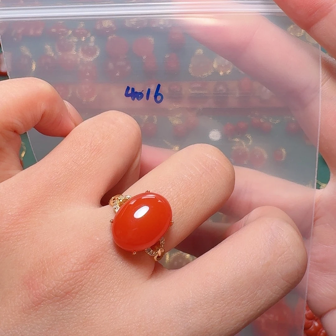 南红玛瑙银S925镶嵌戒指