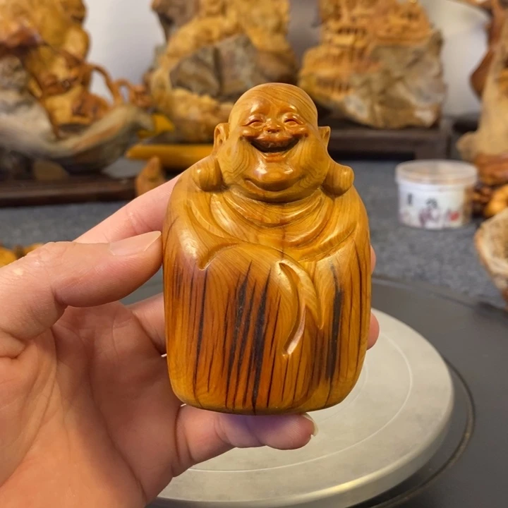 柏木（崖柏）弥勒佛小摆件