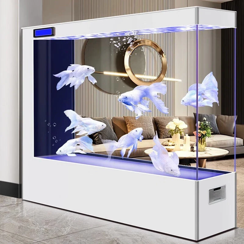 鱼缸2024新款客厅中大型懒人自动循环过滤生态水族箱超白玻璃鱼缸