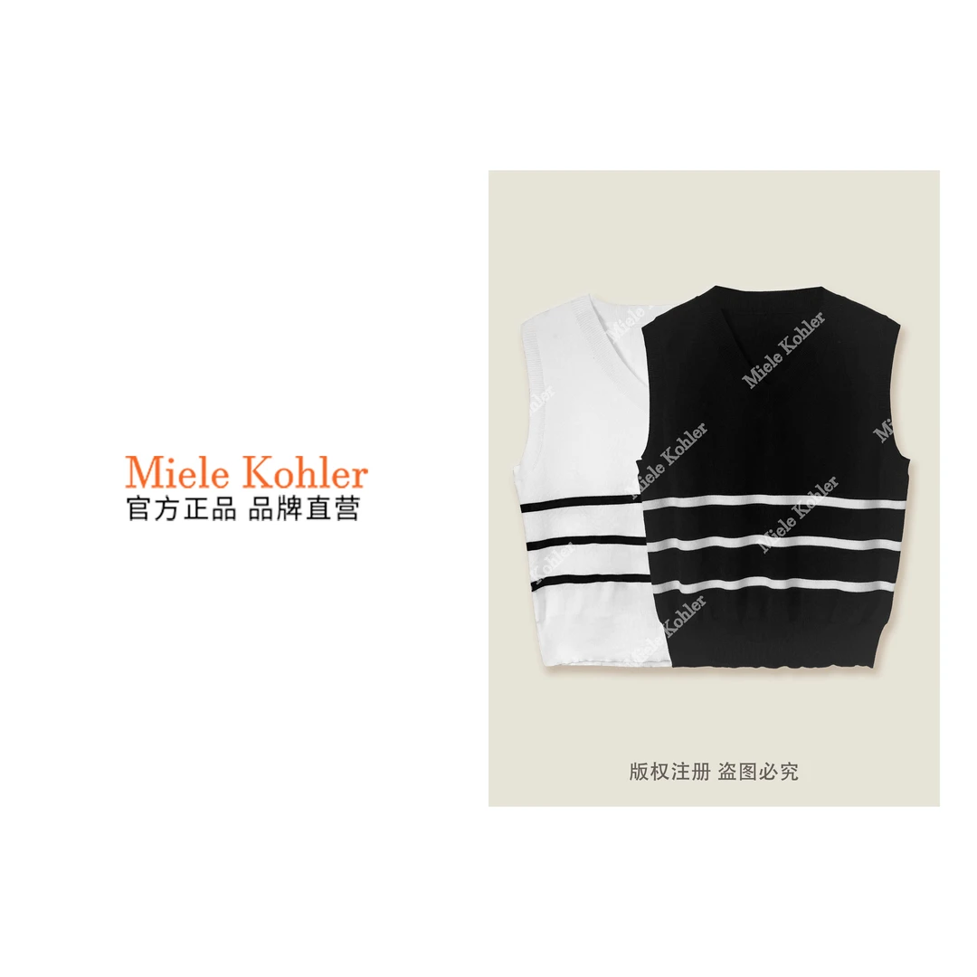 时尚休闲撞色条纹无袖上衣百搭显瘦背心MKOLX9220【澳门小源同款】