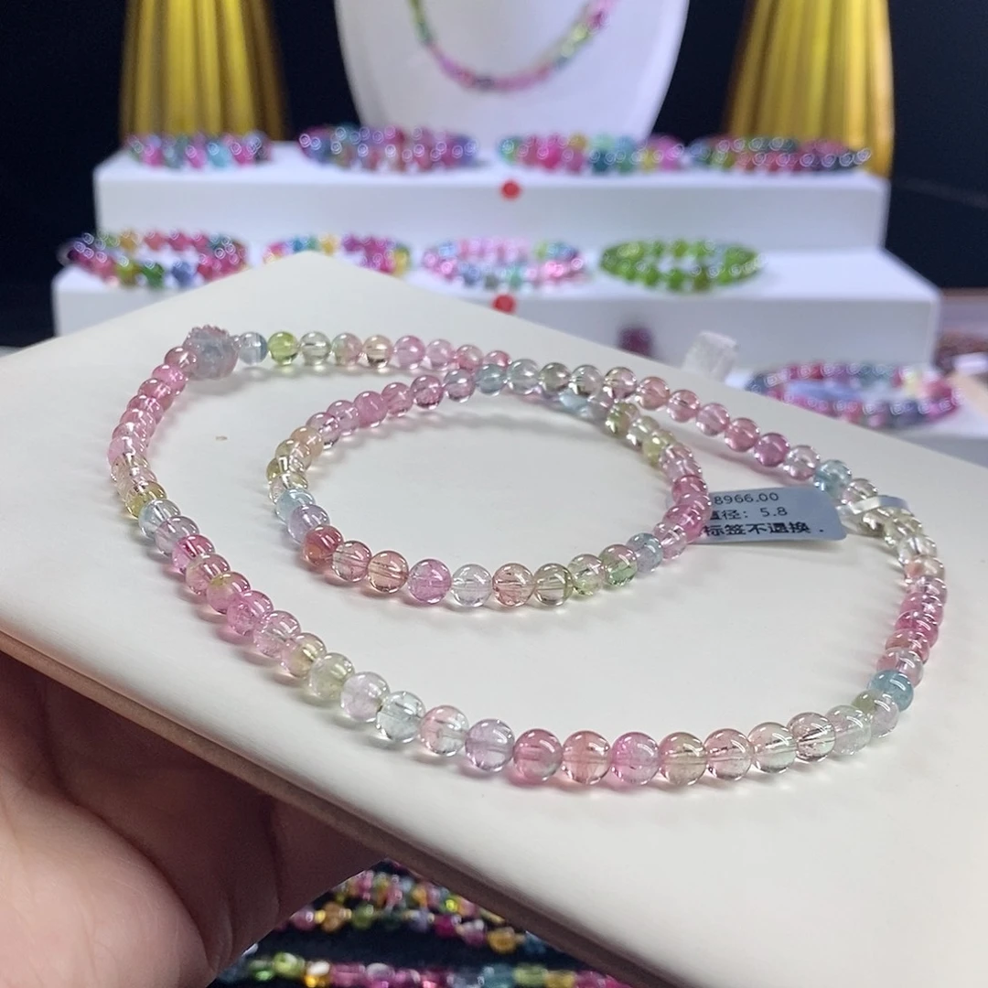 未镶嵌手链碧玺西瓜三圈