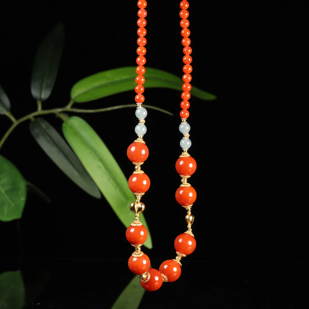 【小娟珠宝】南红DIY设计款圆珠项链 W11 F41 XH