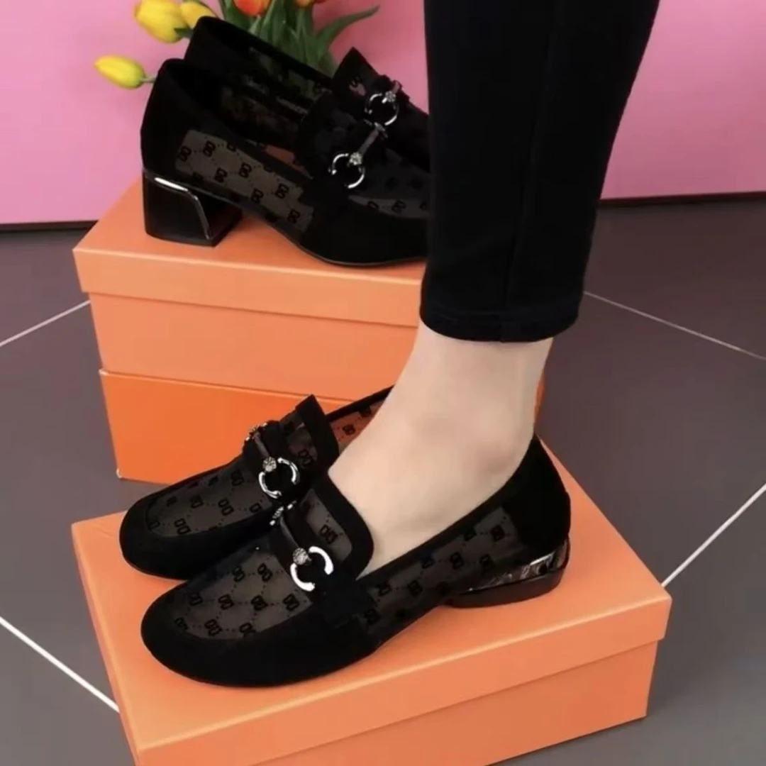 透气休闲乐福鞋夏季镂空单鞋豆豆鞋皮鞋百搭平跟