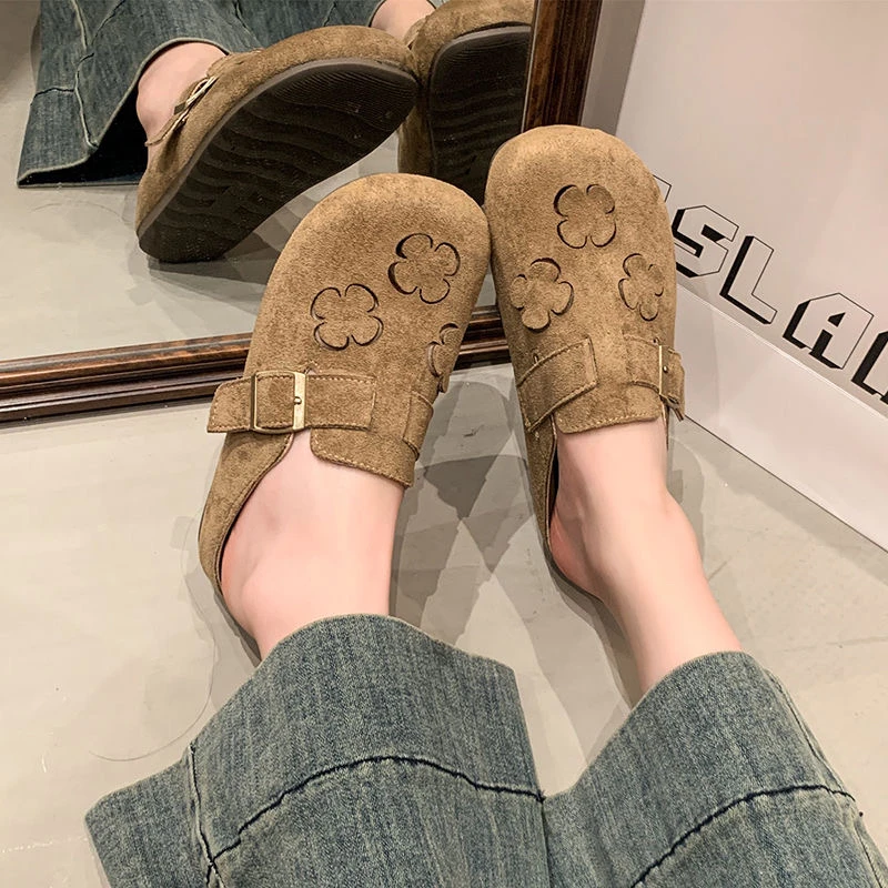 韩版内增高休闲平底半拖