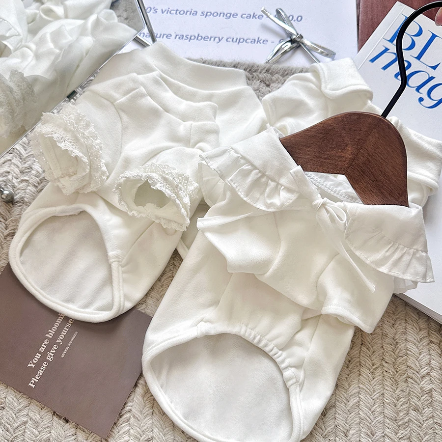 袋袋猫 棉柔纯色打底宠物基础款T恤娃娃领T恤猫咪比熊狗宠物衣服