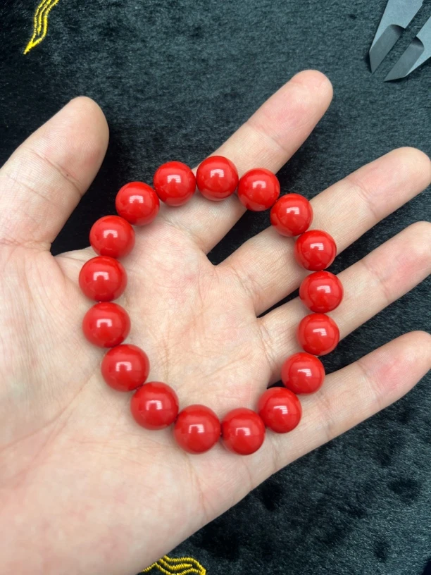 含辰砂工艺品含辰砂工艺品12mm高含量水飞砂（红砂）12mm手串012