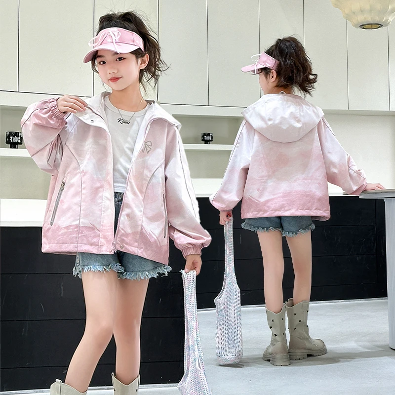 女童春秋装外套2025新款中大童加绒加厚冲锋衣儿童秋冬上衣