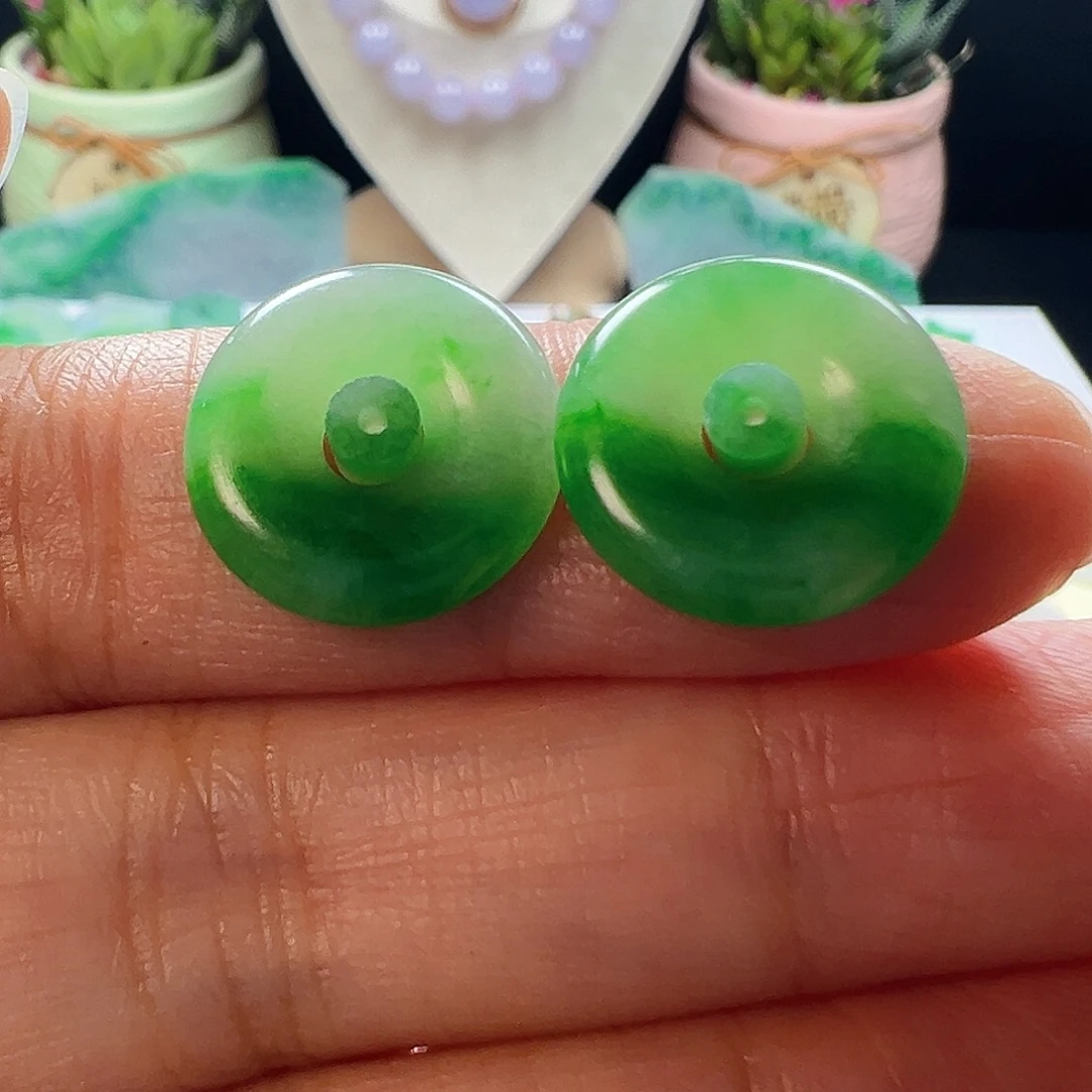 定制翡翠未镶嵌翡翠芙蓉飘绿甜甜圈