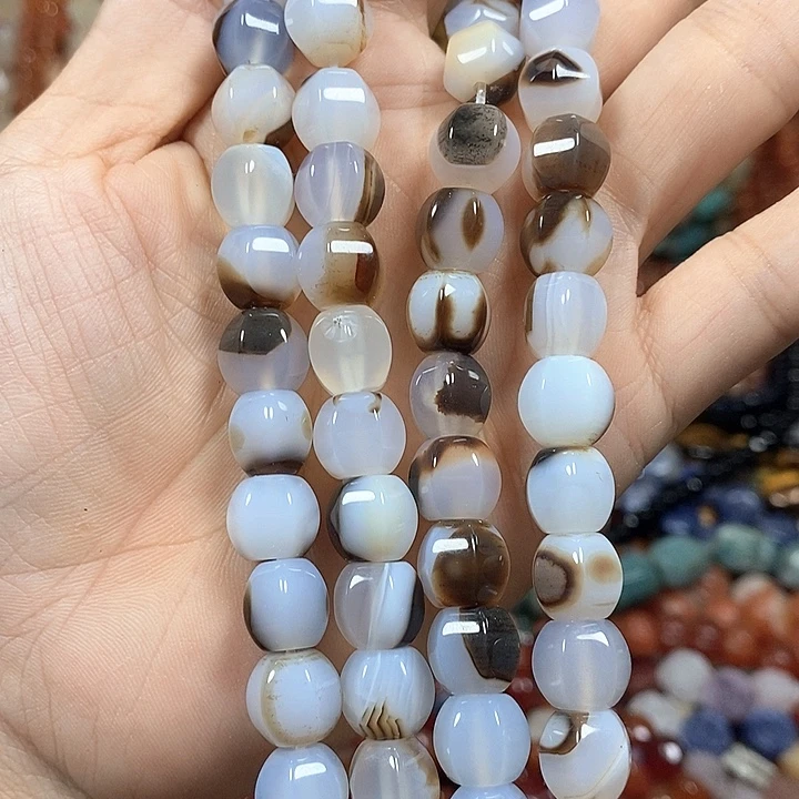 玛瑙/玉髓未镶嵌珠宝半成品玛瑙南瓜珠卡10mm