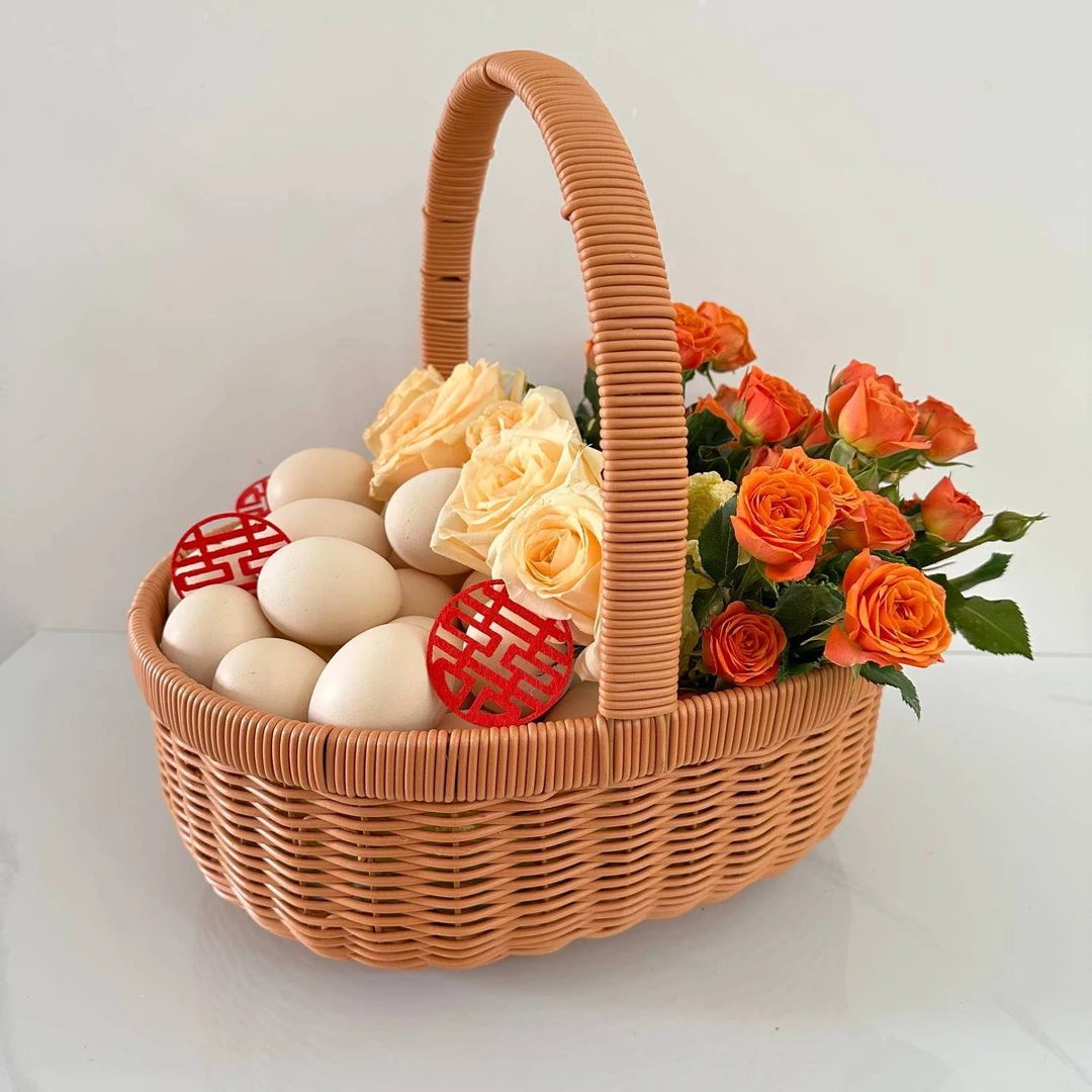 厚边礼品买菜购物月子篮藤编客厅圆形清洁