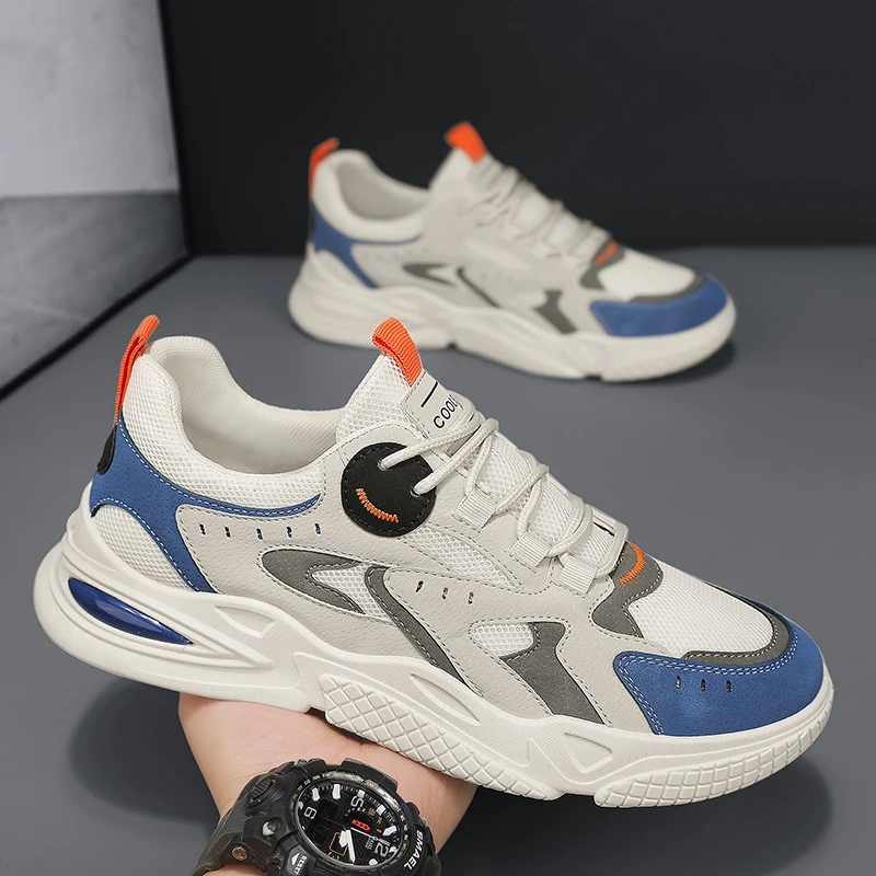新款网面拼接老爹鞋男夏季韩版百搭休闲男鞋透气厚底青少年运动鞋