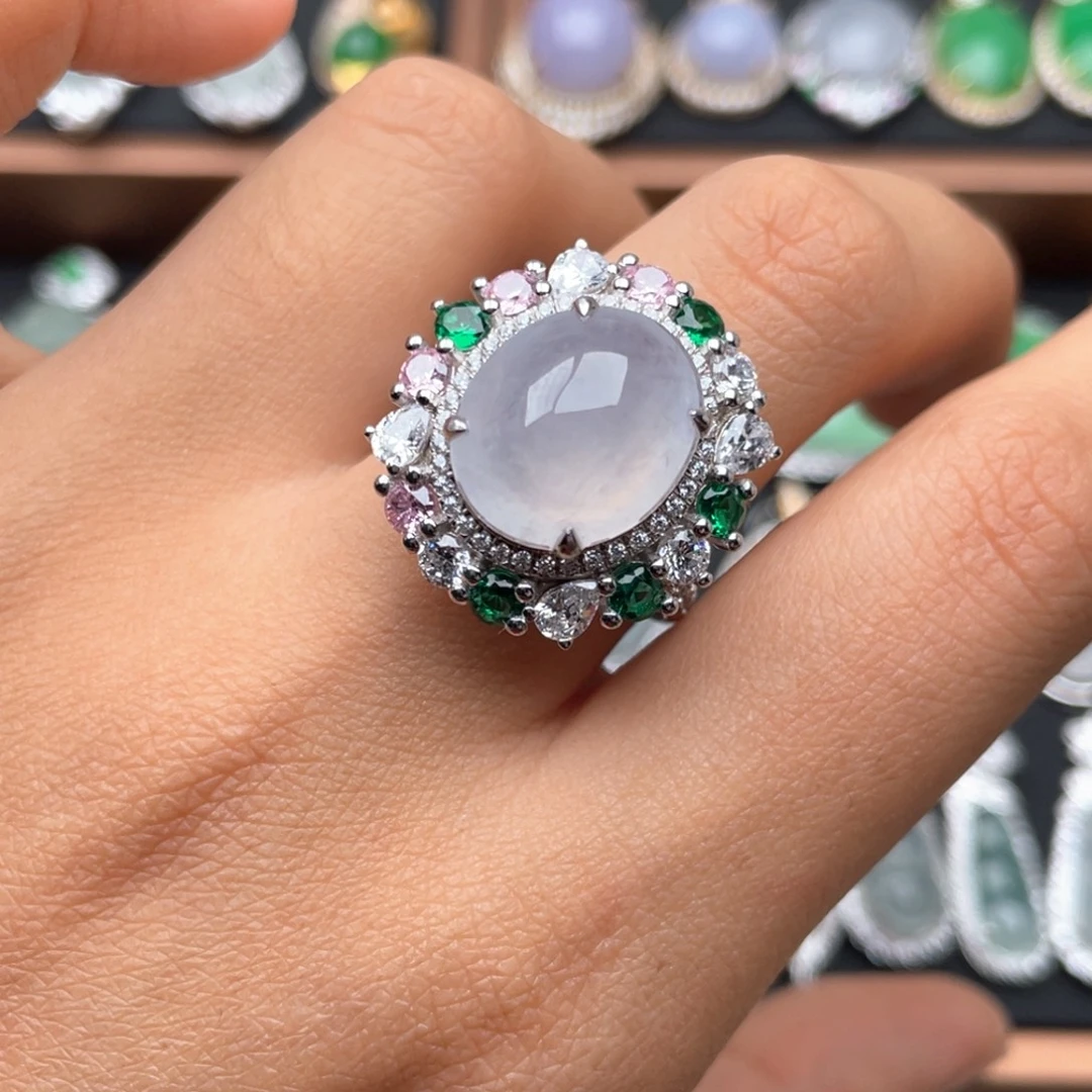 翡翠银S925镶嵌戒指1111