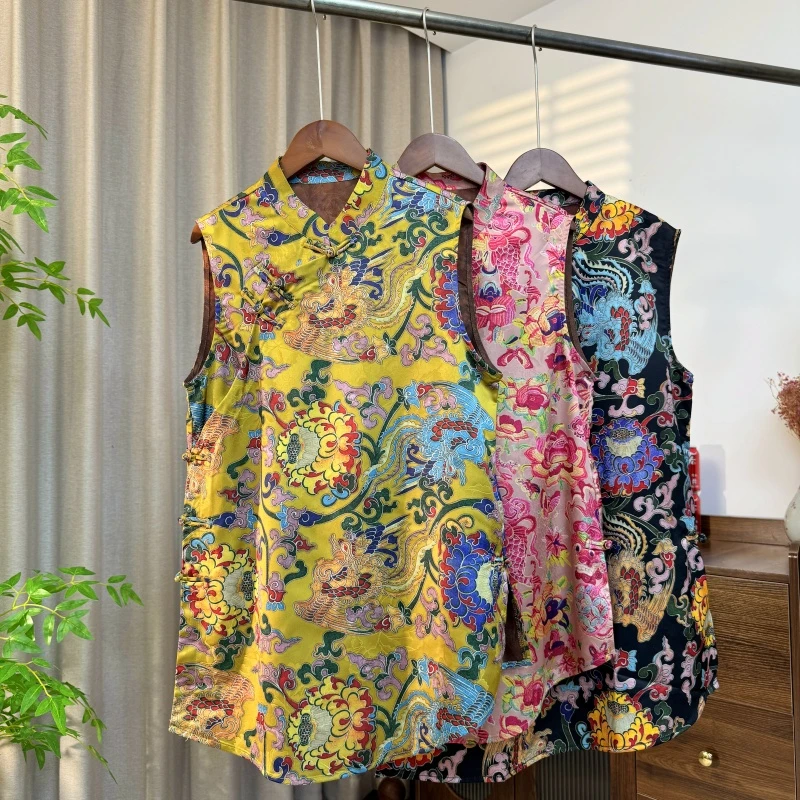 新中式夏季国潮风气质时尚洋气长款无袖马甲背心女士复古