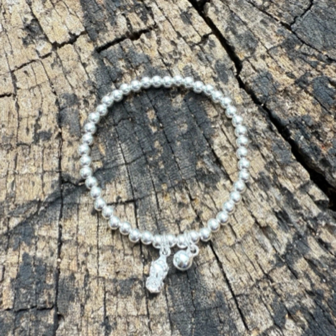 足银手链 足银999光面圆珠小貔貅手链时尚银手链送女友老婆礼物