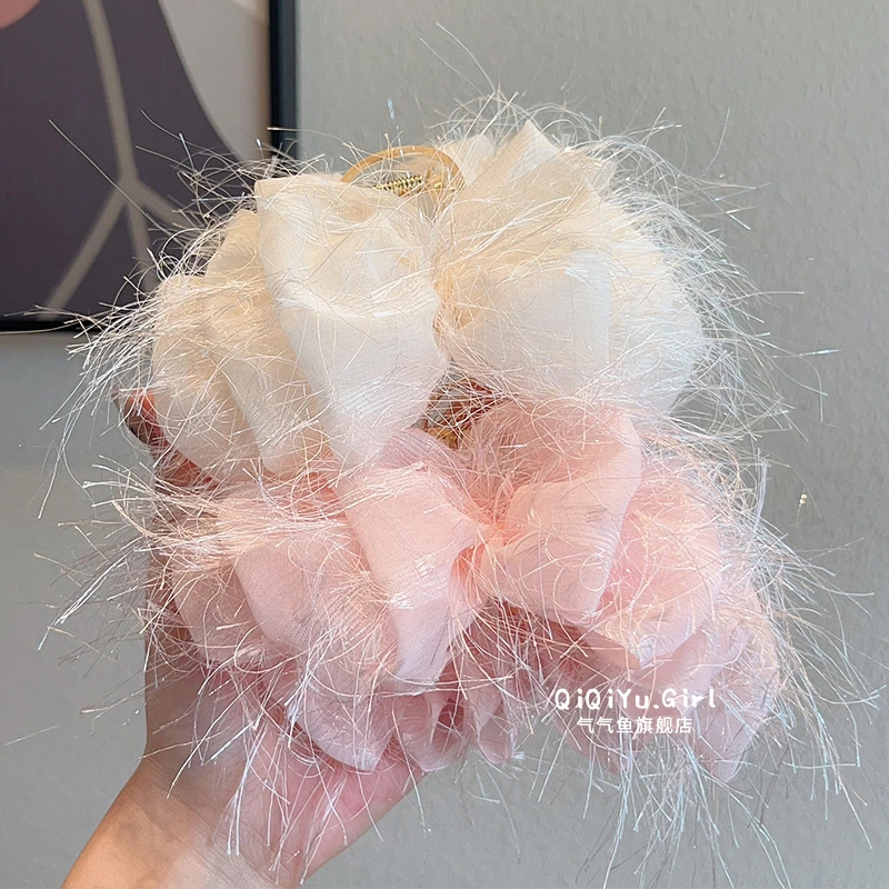 儿童羽毛蝴蝶结抓夹女孩甜美后脑勺发夹头饰礼服表演女童超仙发饰
