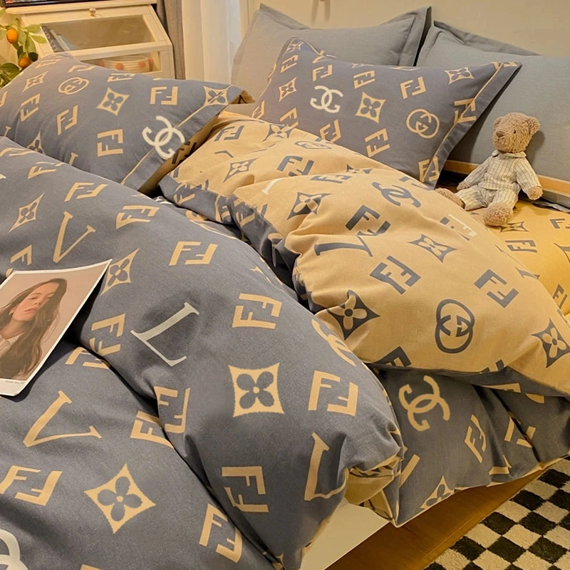 新款全棉四件套床上用品100纯棉磨毛被套床单三件套床品