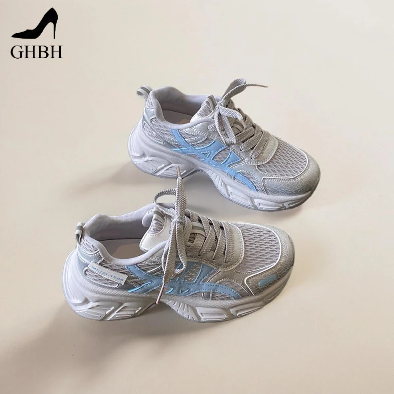 老爹鞋女款2025新款夏季透气网面女鞋轻便舒适跑步运动鞋厚底减震