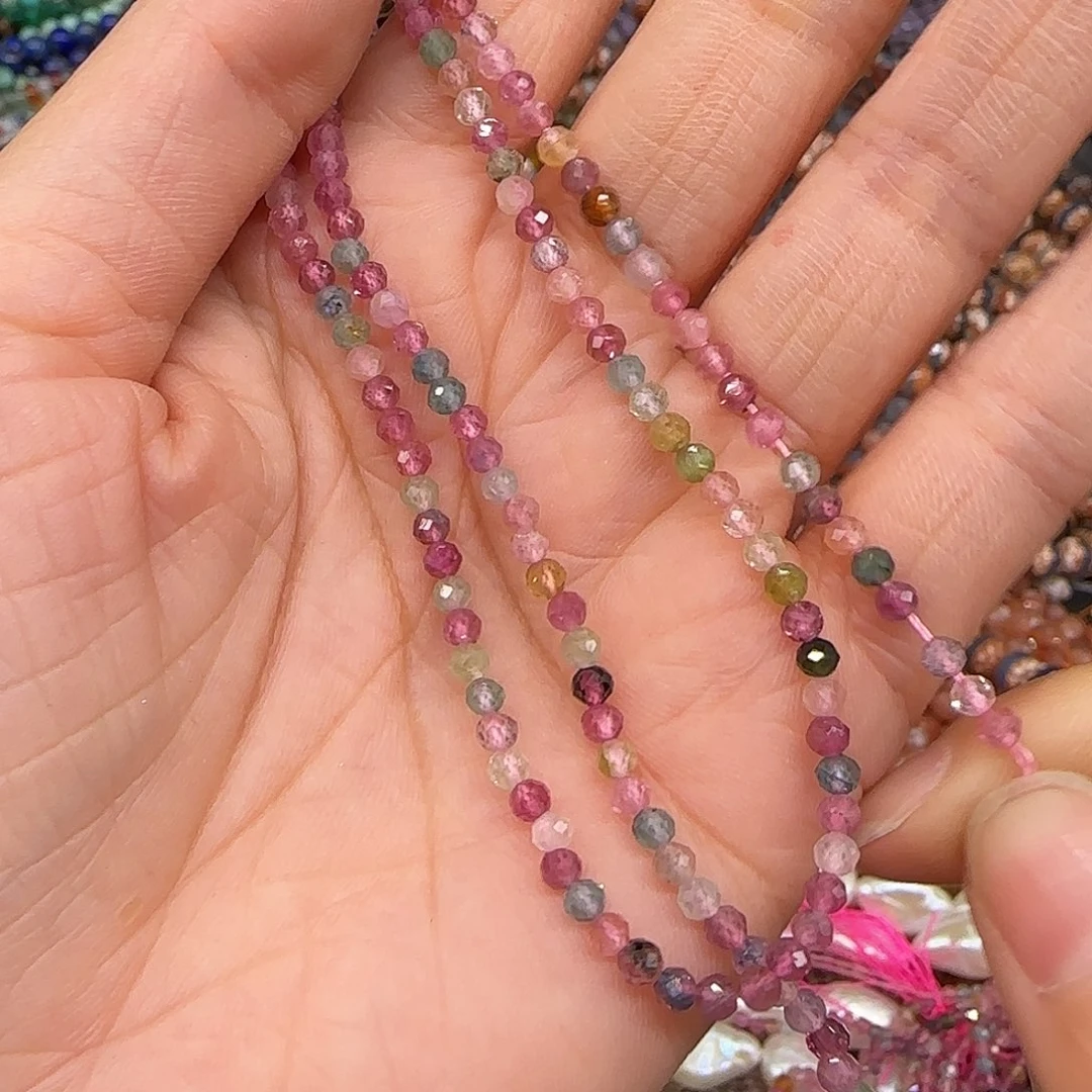 玛瑙/玉髓合金珠宝半成品碧玺3mm切面一条