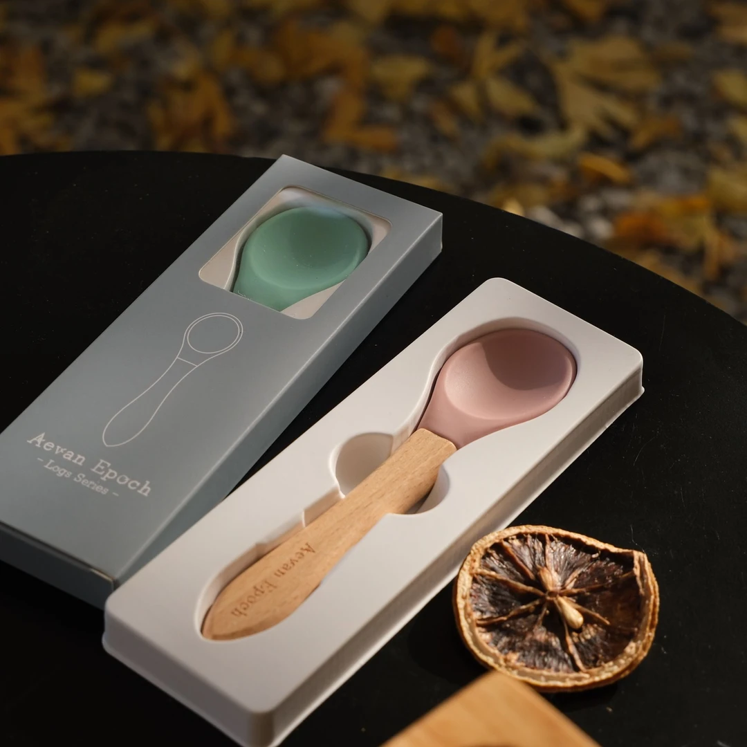 Aevan Epoch AE硅胶勺 进口原木 婴儿宠物餐勺拌粮不伤碗防刮花