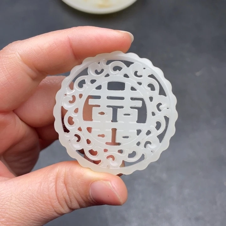 白玉菩提把件摆件