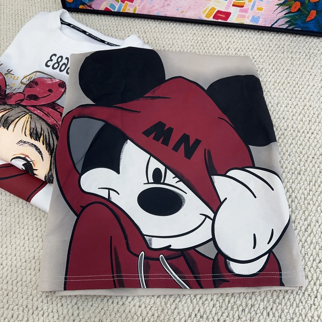 （8068/8096）y2025新款加厚卡通印花短袖t恤女减龄宽松上衣女