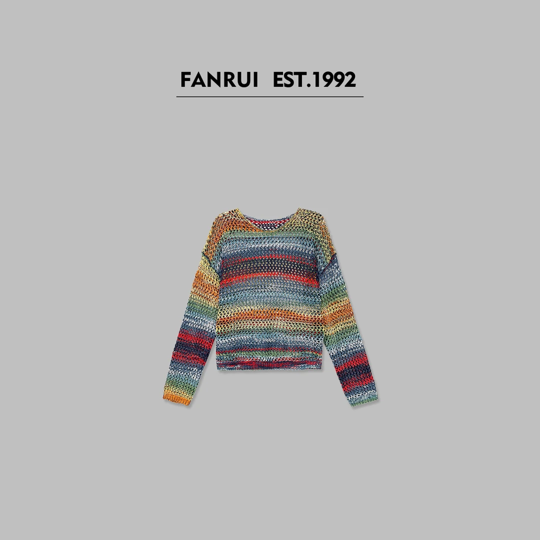 FANRUI/泛芮「时光旅程」新款彩色镂空编织休闲防晒针织衫女B15840