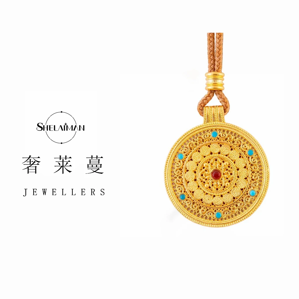 奢莱蔓/SHELAIMAN   新中式珐琅八宝罗盘时来运转毛衣链项链L01