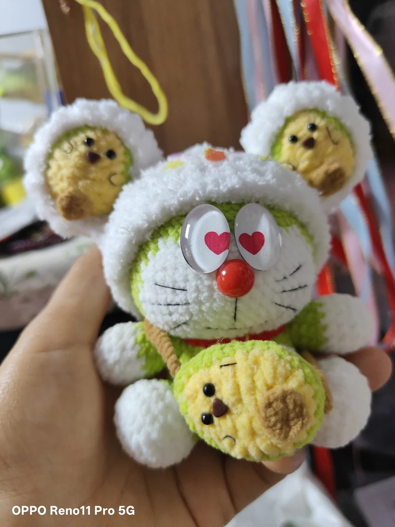 手工毛线编织哆啦玩偶，牛油果哆啦高13cm.不退不换不议价看清再拍