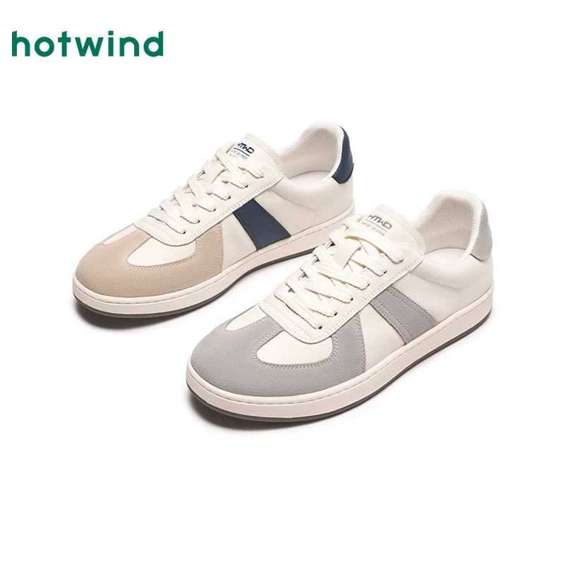 热风德训鞋2025年春季新款男士圆头系带休闲鞋轻便板鞋H14M25110