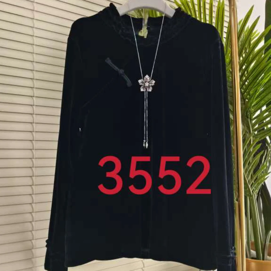 新中式木耳边丝绒打底衫3552HJZDQ