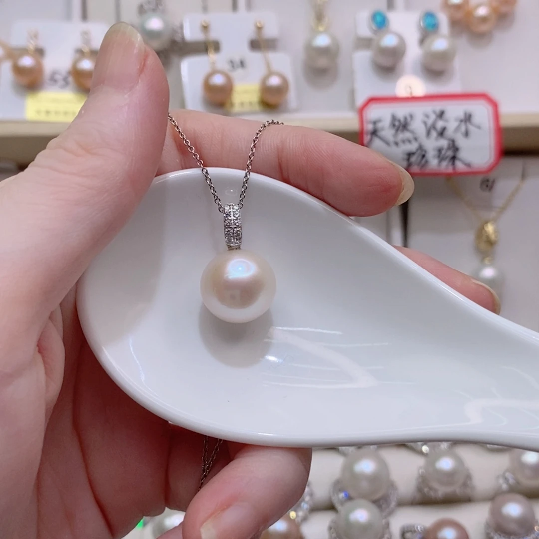 淡水珍珠套链银S925镶嵌12+A