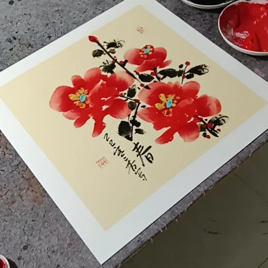 竖款写意画牡丹花作品一张