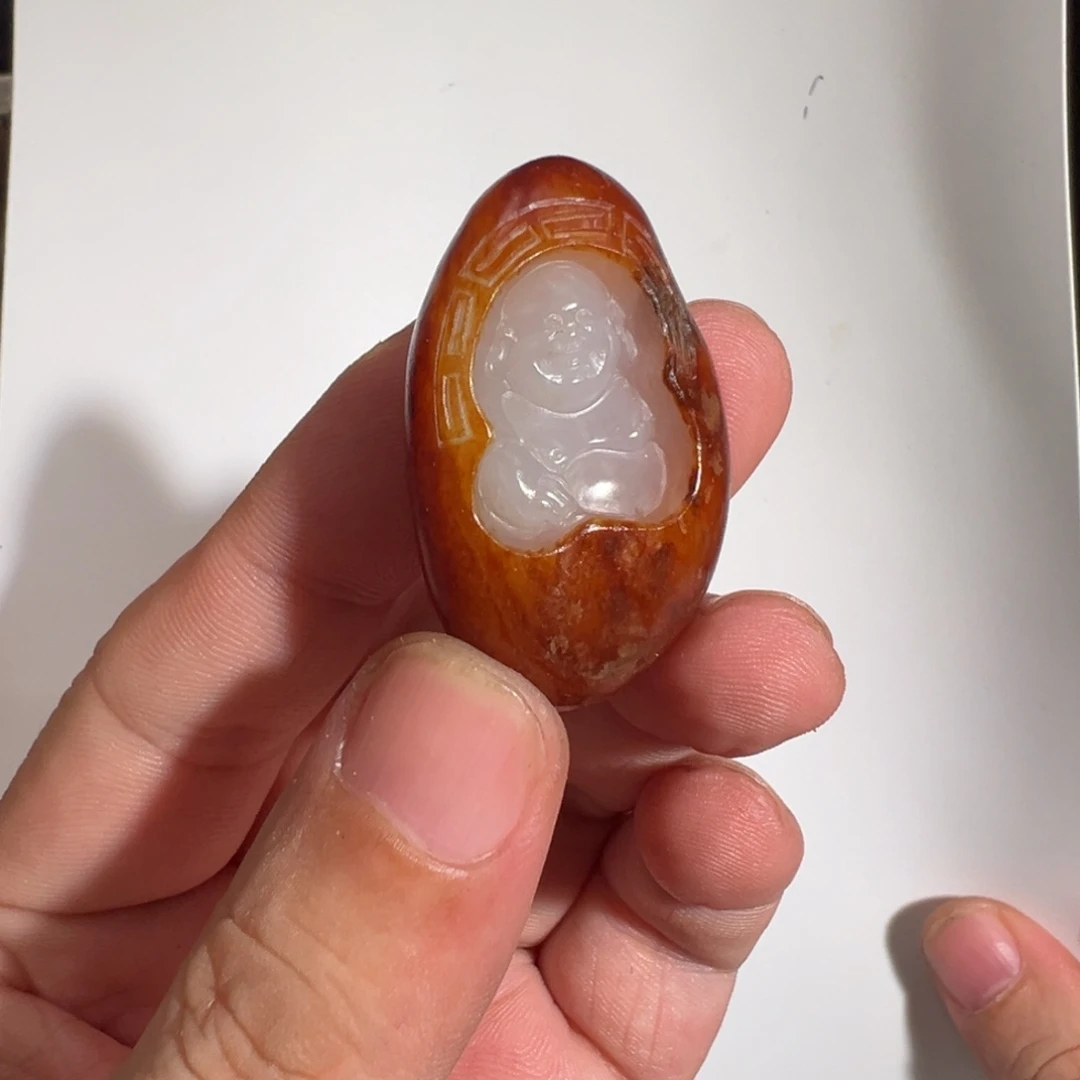 和田玉未镶嵌颈饰新疆红沁皮原石一级白肉 新品