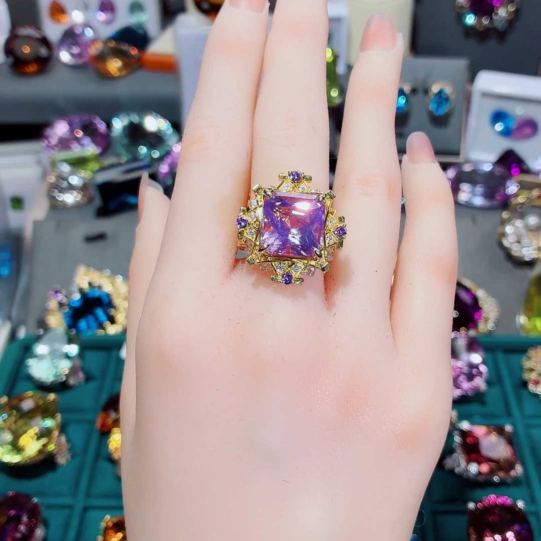 水晶戒指银S925镶嵌