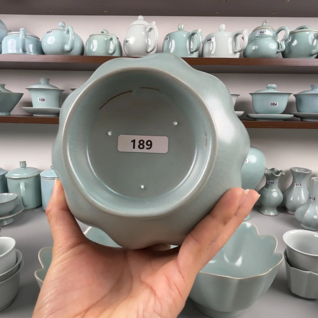 摆件陶汝瓷莲花碗支钉烧仿古釉大瑕189不退不换