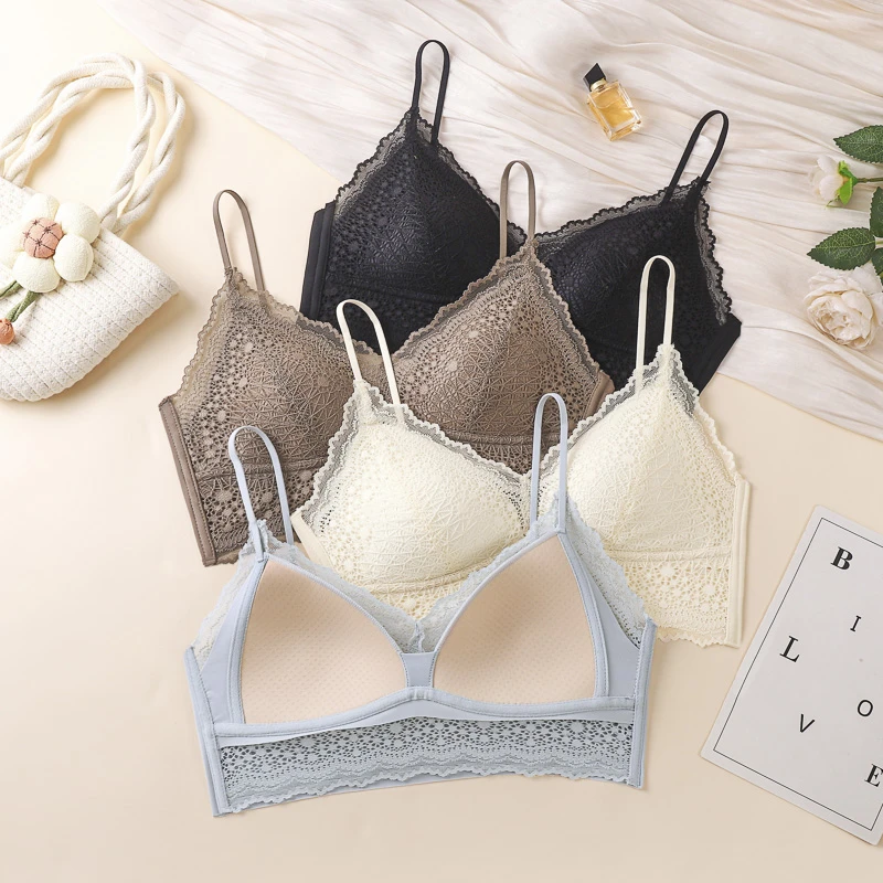 法式夏季蕾丝聚拢内衣美背新款抹胸文胸防走光吊带背心