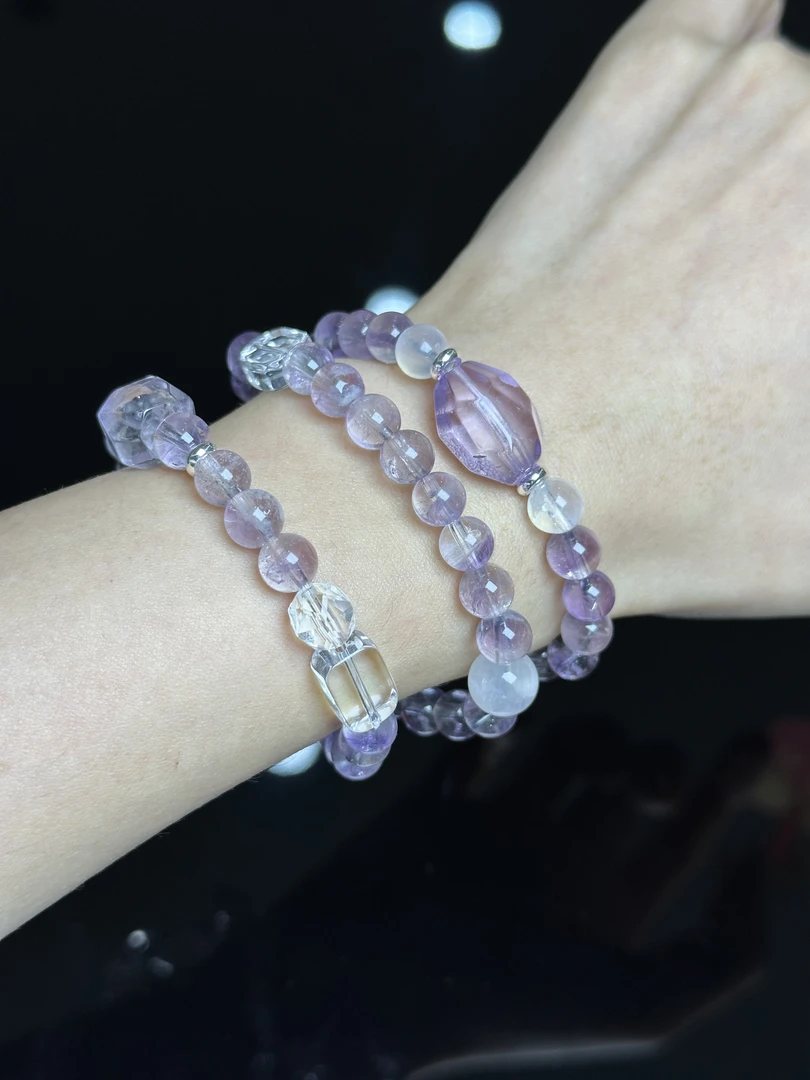 【西西里】玻利维亚紫水晶三圈设计款 白水晶随形 紫水晶随形