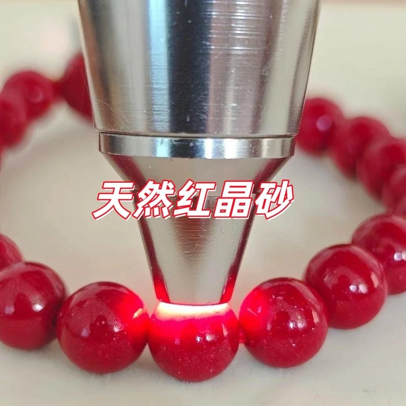 含辰砂工艺品天然玉化料大红晶砂 朱砂手串手链12mm（胭脂红）