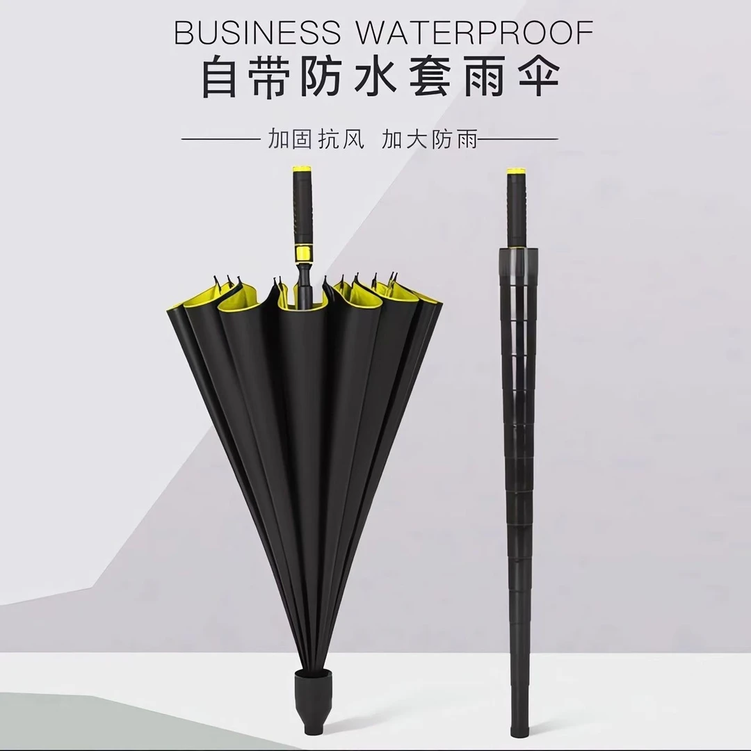 女士防晒黑胶半自动超大防水套三人晴雨两用加固抗风商务高尔夫伞