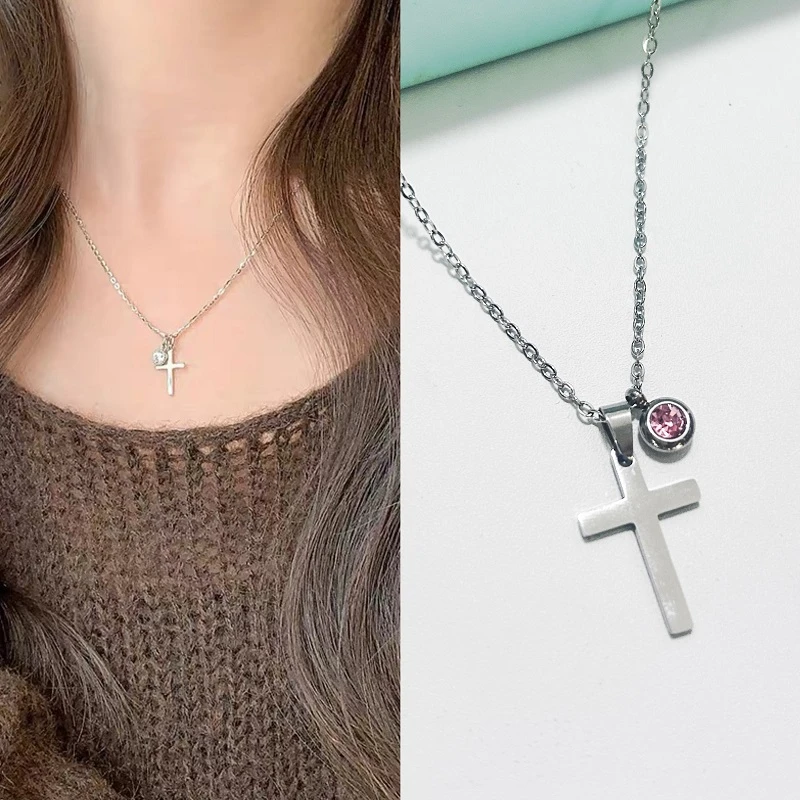 钛钢项链 十字架项链女简约经典镜面百搭锁骨链轻奢小众潮时尚