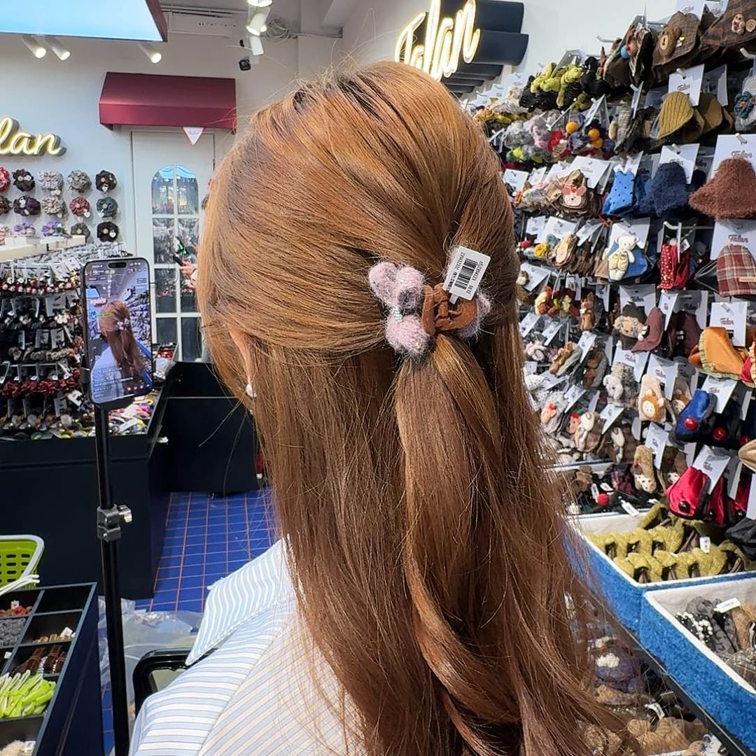 非金属新年款紫色蝴蝶结刘海抓夹10